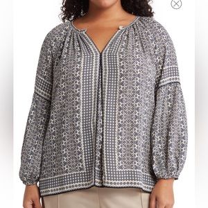 Border Print Blouse MAX STUDIO